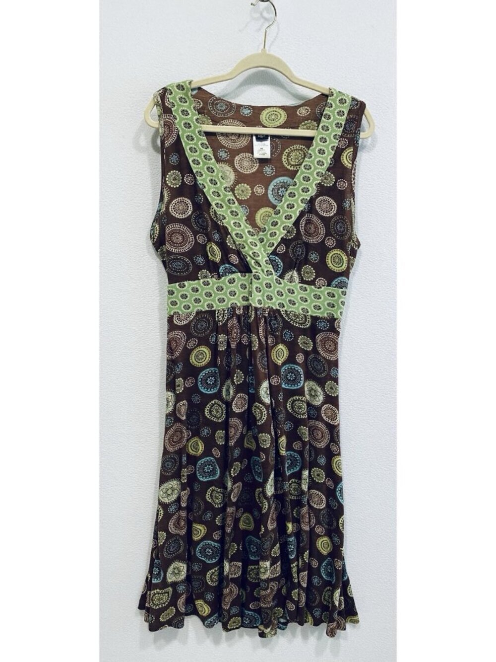 Bila Dress Womens XL Boho Medallion Sleeveless Tie Back Maxi Festival Hippie